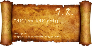 Tálos Károly névjegykártya